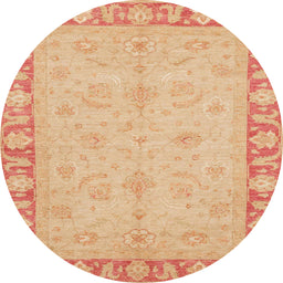 Round Abstract Yellow Oriental Rug, abs3959