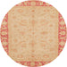 Round Abstract Yellow Oriental Rug, abs3959