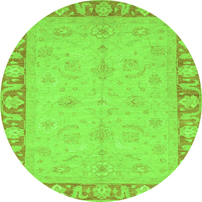Round Oriental Green Traditional Rug, abs3959grn
