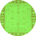 Round Oriental Green Traditional Rug, abs3959grn