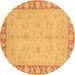 Round Oriental Brown Traditional Rug, abs3959brn