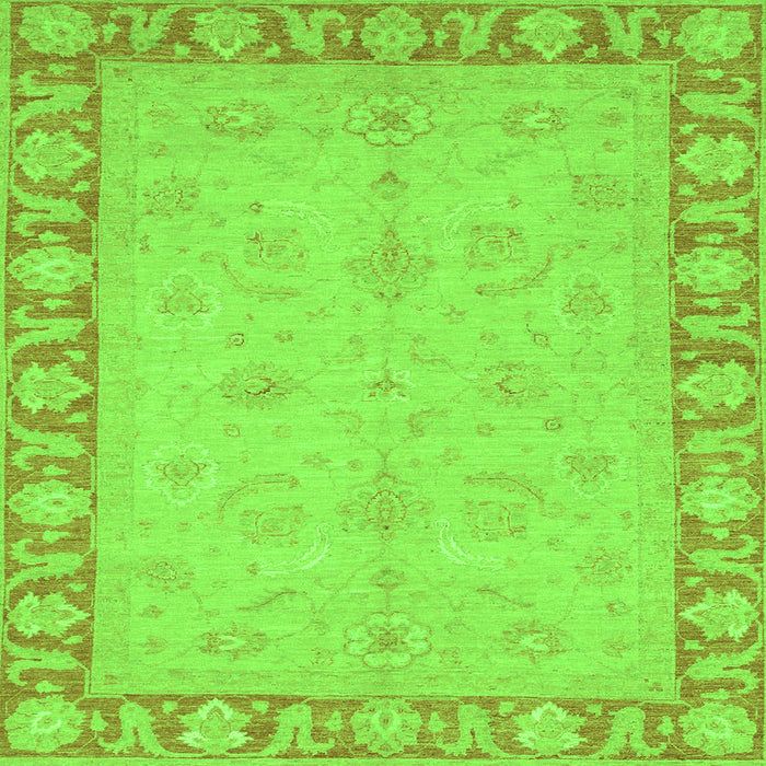 Square Machine Washable Oriental Green Traditional Area Rugs, wshabs3959grn