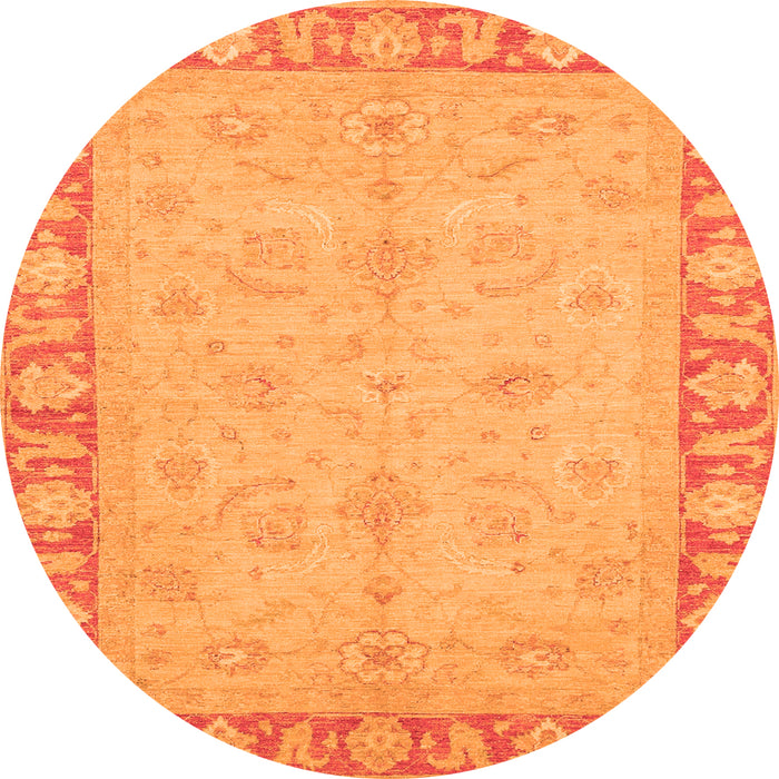 Round Machine Washable Oriental Orange Traditional Area Rugs, wshabs3959org