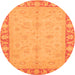 Round Machine Washable Oriental Orange Traditional Area Rugs, wshabs3959org