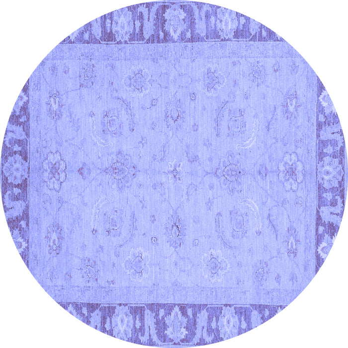 Round Machine Washable Oriental Blue Traditional Rug, wshabs3959blu