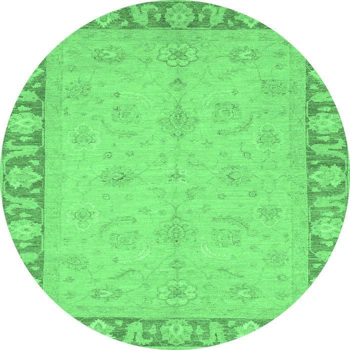 Round Oriental Emerald Green Traditional Rug, abs3959emgrn