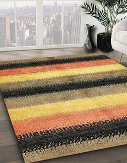 Abstract Yellow Modern Rug in Family Room, abs395