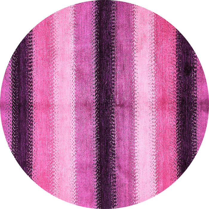 Round Machine Washable Abstract Pink Modern Rug, wshabs395pnk