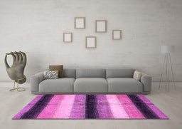 Machine Washable Abstract Purple Modern Area Rugs in a Living Room, wshabs395pur