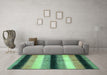 Machine Washable Abstract Turquoise Modern Area Rugs in a Living Room,, wshabs395turq