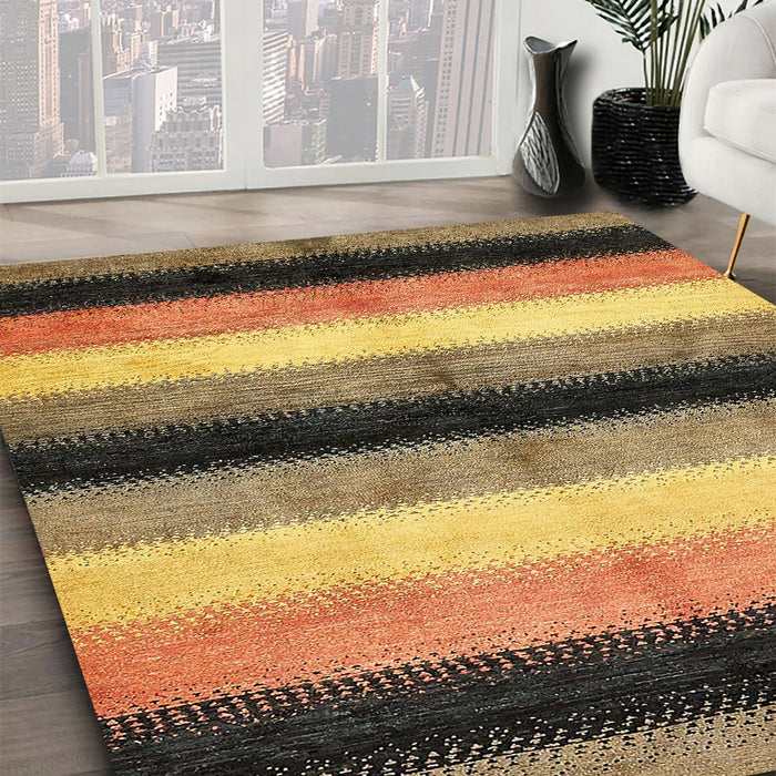 Abstract Yellow Modern Rug in Family Room, abs395
