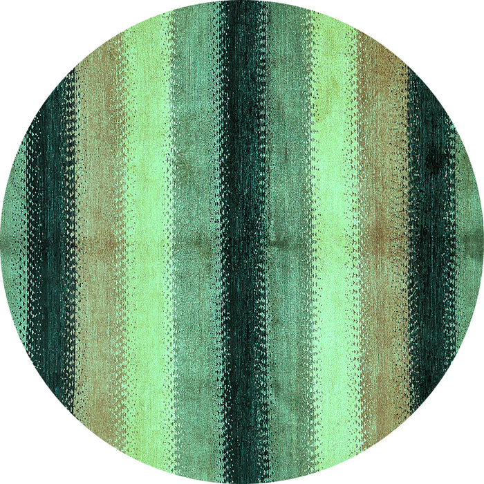 Round Machine Washable Abstract Turquoise Modern Area Rugs, wshabs395turq