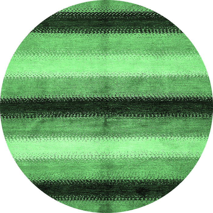 Round Abstract Emerald Green Modern Rug, abs395emgrn