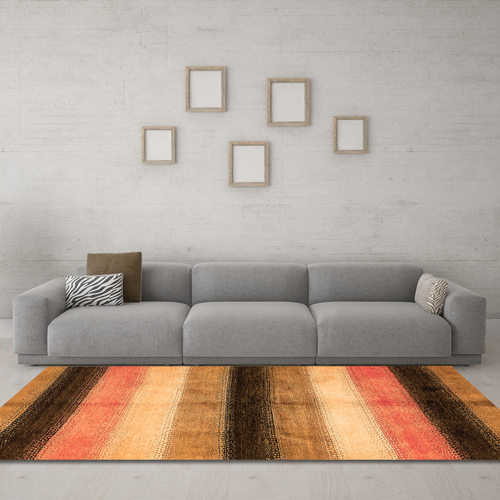 Machine Washable Abstract Orange Modern Area Rugs in a Living Room, wshabs395org