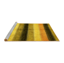 Sideview of Machine Washable Abstract Yellow Modern Rug, wshabs395yw
