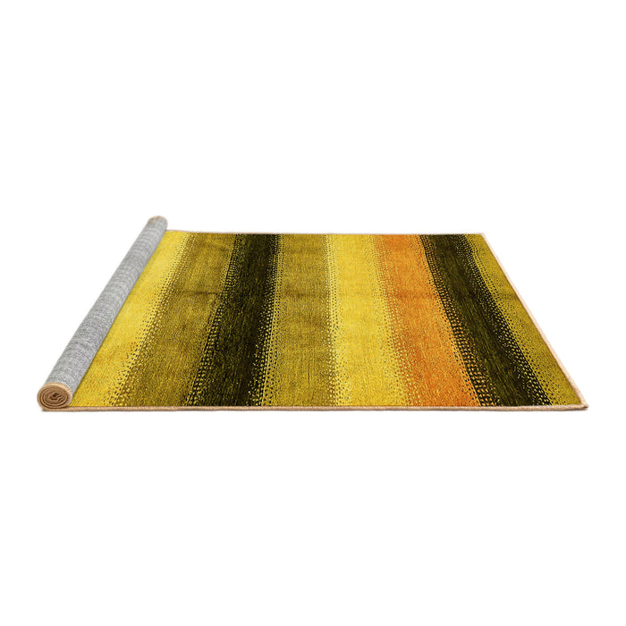 Sideview of Machine Washable Abstract Yellow Modern Rug, wshabs395yw