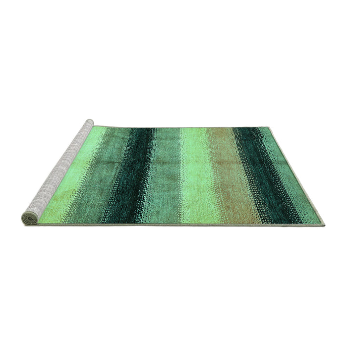 Sideview of Machine Washable Abstract Turquoise Modern Area Rugs, wshabs395turq