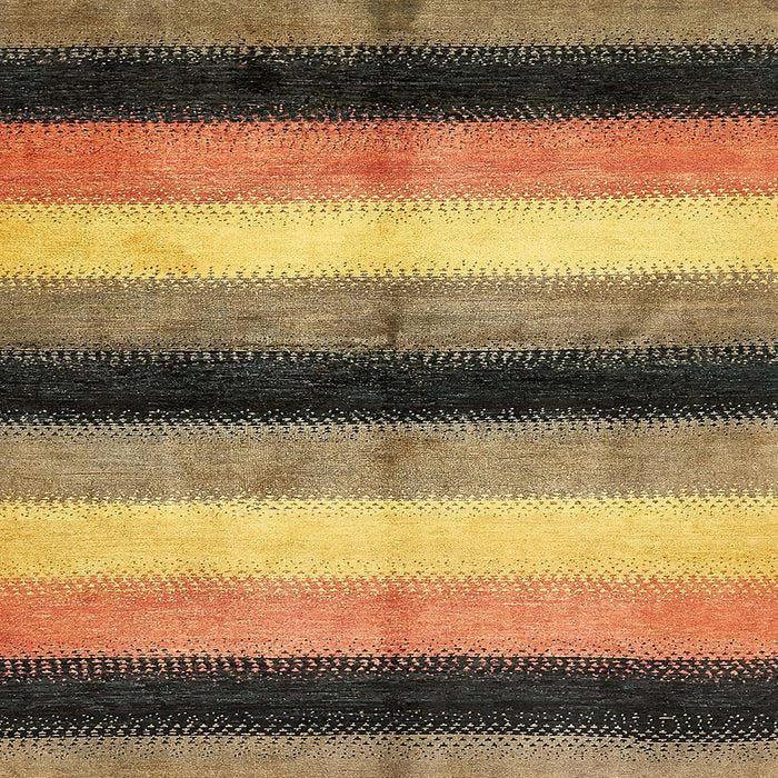 Square Machine Washable Abstract Yellow Rug, wshabs395