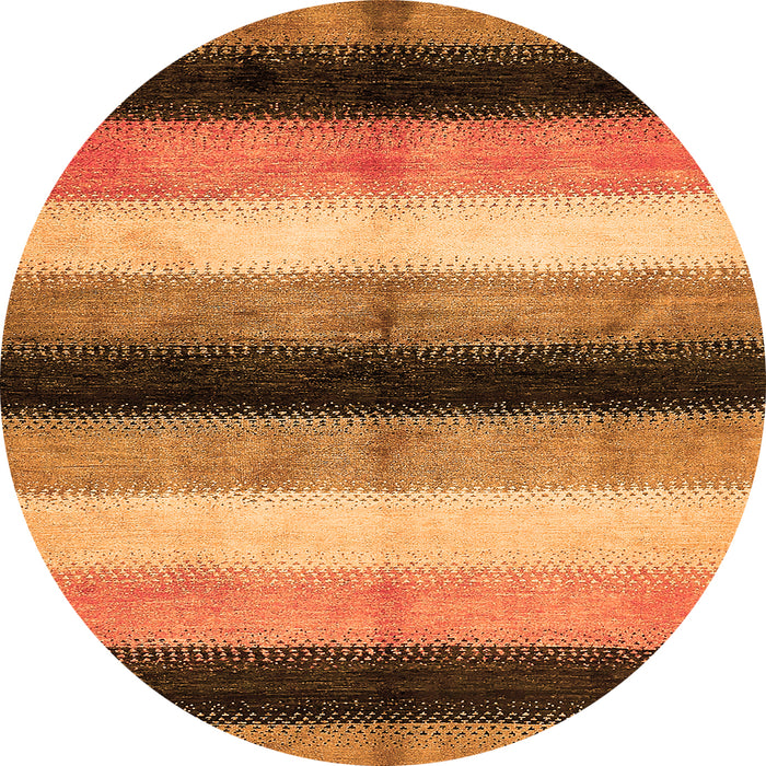 Round Machine Washable Abstract Orange Modern Area Rugs, wshabs395org