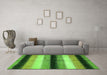 Machine Washable Abstract Green Modern Area Rugs in a Living Room,, wshabs395grn