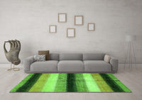 Machine Washable Abstract Green Modern Rug, wshabs395grn