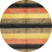 Round Abstract Yellow Modern Rug, abs395