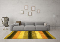 Machine Washable Abstract Yellow Modern Rug, wshabs395yw