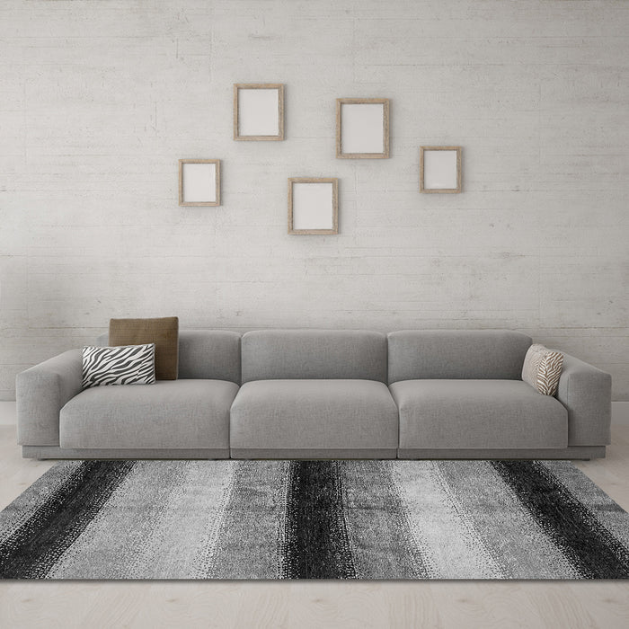 Machine Washable Abstract Gray Modern Rug in a Living Room,, wshabs395gry