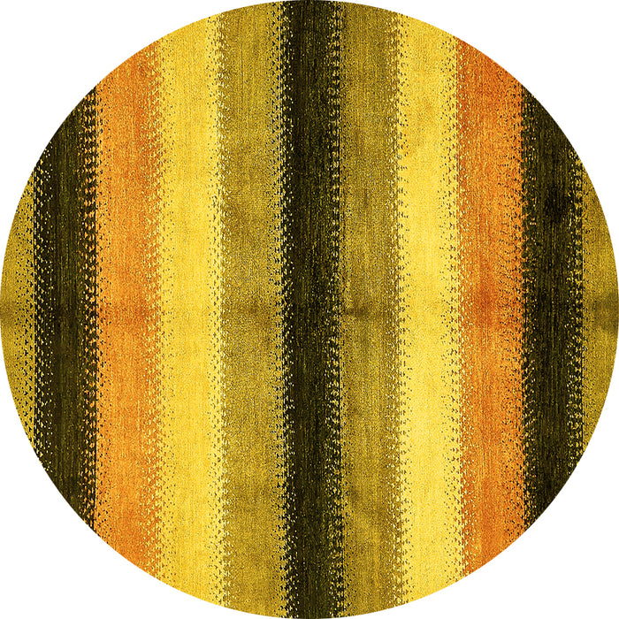 Round Abstract Yellow Modern Rug, abs395yw
