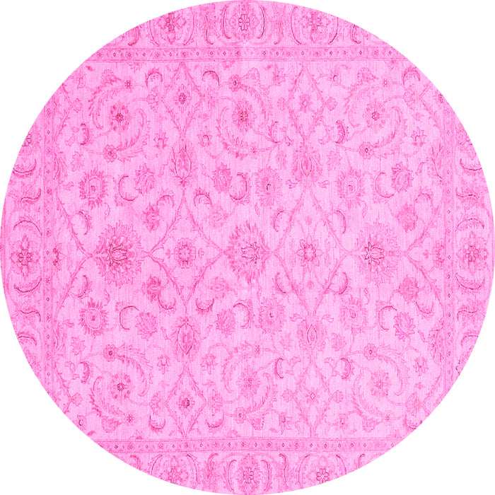 Round Machine Washable Oriental Pink Traditional Rug, wshabs3960pnk