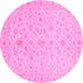 Round Machine Washable Oriental Pink Traditional Rug, wshabs3960pnk