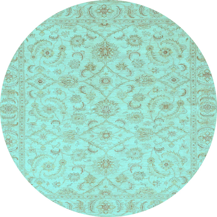 Round Oriental Light Blue Traditional Rug, abs3960lblu