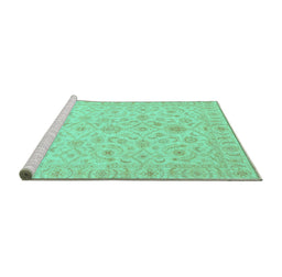 Sideview of Machine Washable Oriental Turquoise Traditional Area Rugs, wshabs3960turq