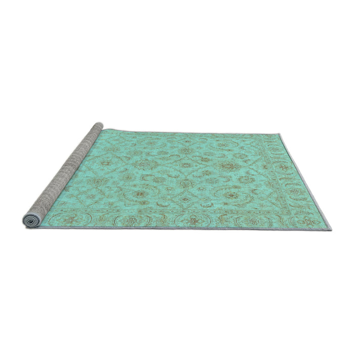 Sideview of Machine Washable Oriental Light Blue Traditional Rug, wshabs3960lblu
