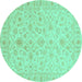 Round Oriental Turquoise Traditional Rug, abs3960turq