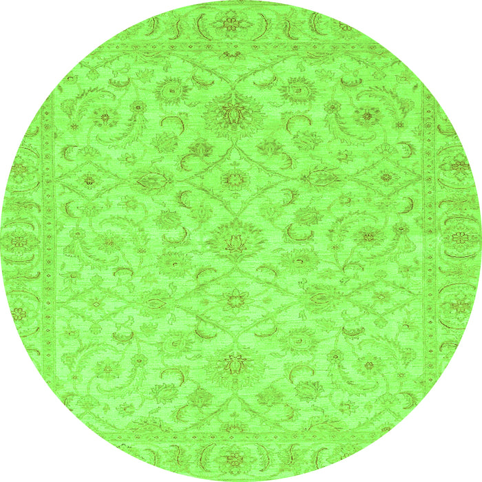 Round Oriental Green Traditional Rug, abs3960grn
