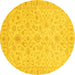 Round Machine Washable Oriental Yellow Traditional Rug, wshabs3960yw