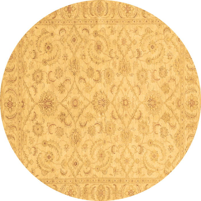 Round Machine Washable Oriental Brown Traditional Rug, wshabs3960brn