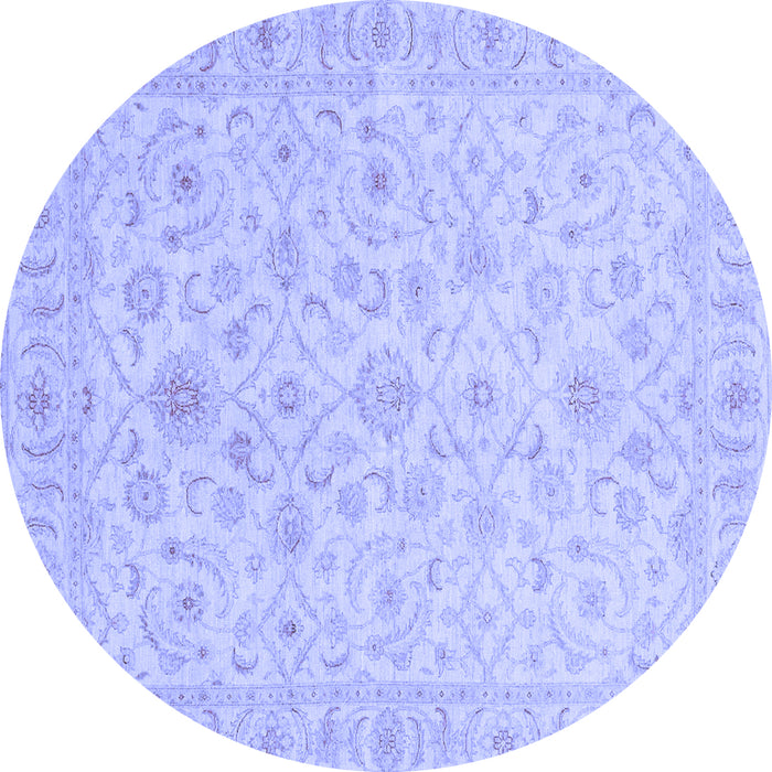 Round Machine Washable Oriental Blue Traditional Rug, wshabs3960blu