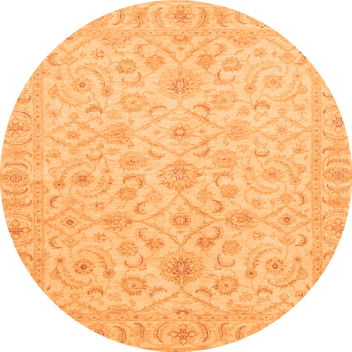 Round Machine Washable Oriental Orange Traditional Area Rugs, wshabs3960org