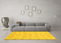 Machine Washable Oriental Yellow Traditional Rug, wshabs3961yw