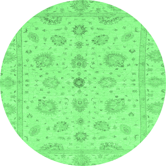 Round Machine Washable Oriental Emerald Green Traditional Area Rugs, wshabs3961emgrn