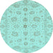 Round Oriental Light Blue Traditional Rug, abs3961lblu