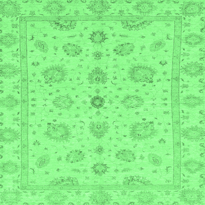 Square Machine Washable Oriental Emerald Green Traditional Area Rugs, wshabs3961emgrn