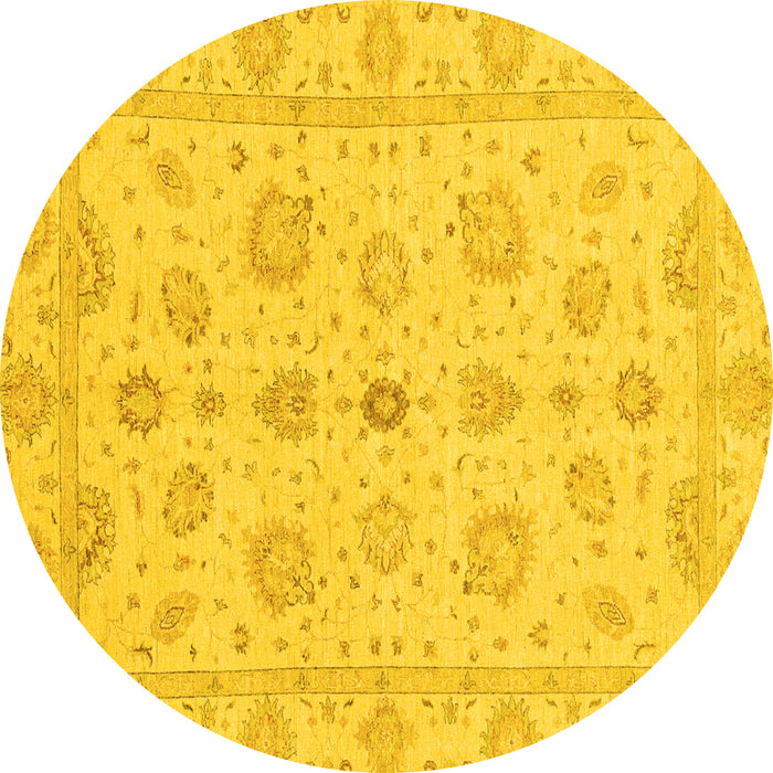 Round Oriental Yellow Traditional Rug, abs3961yw