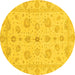 Round Oriental Yellow Traditional Rug, abs3961yw