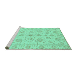 Sideview of Machine Washable Oriental Turquoise Traditional Area Rugs, wshabs3961turq