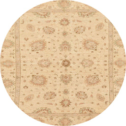 Round Abstract Yellow Oriental Rug, abs3961