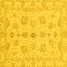 Square Machine Washable Oriental Yellow Traditional Rug, wshabs3961yw