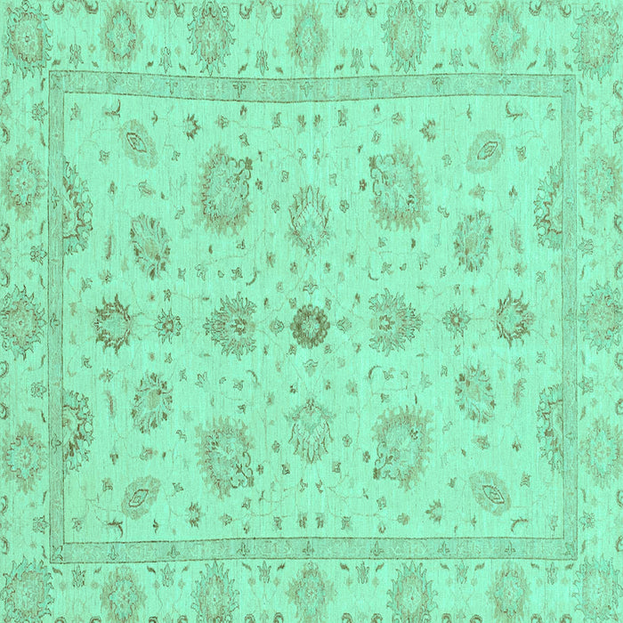 Square Machine Washable Oriental Turquoise Traditional Area Rugs, wshabs3961turq